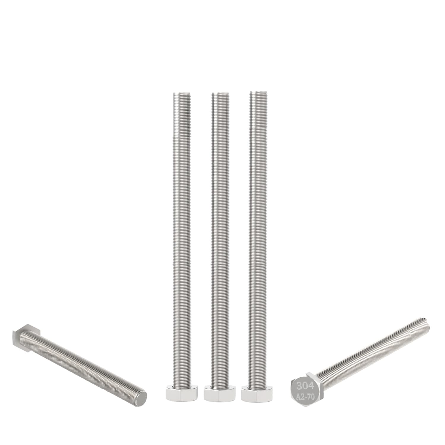 Aopin 5pcs SUS304 Stainless Steel M6 x 150mm Hex Head Bolts Screws Grade 8.8 Stainless Steel, Fasteners Fully Machine Threaded