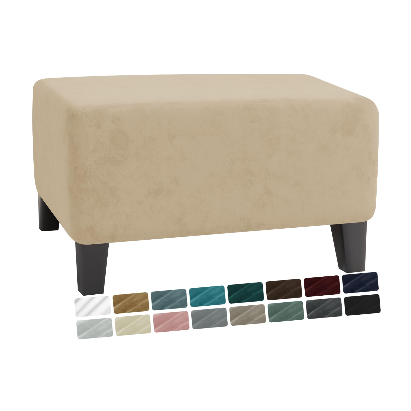 Photo 1 of MAXIJIN Velvet Ottoman Slipcover Small Stretch Square Rectangle Footstool Slipcover Folding Storage Ottoman Covers for Living Room with Elastic Bottom (Ottoman Small, Camel)