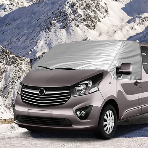 Opaltool Couverture de pare-brise avant pour Opel Vivaro, Trafic, Fiat Talento N-issan NV300 2014-2023, de luxe, argent, couverture thermique pliable