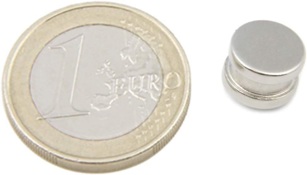 10 Pieces of Neodymium Magnet N52 Drive In – 9.5 mm Diameter x 6.5 mm thick – Force of Atraccion 5.58 kg – 5975 Gauss