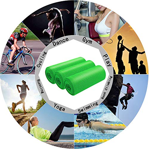 Wesoke Cooling Towel for Sports, Workout, Fitness, Gym, Yoga, Running, Travel, Camping & More (3 Pack,Green)