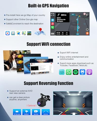 SIXWIN 4+64G Android 15 Car Radio for Mercedes Benz Smart Fortwo 451 2005-2010 with CarPlay/Android/Mirror Link,9 Inch HD Touchscreen Screen with WiFi Navigator Bluetooth 5.0 RDS FM Steering Wheel Controls