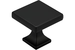 homdiy 5 Pack Black Square Cabinet Knobs Matte Black Kitchen Knobs Zinc Alloy Drawer Knobs Metal Cabinet Hardware for Drawer Desk Stairs Bathroom
