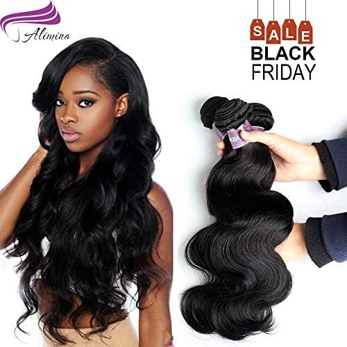 Alimina Brazilian Body Wave Bundles 8A Virgin Body Wave Human Hair Bundles Natural Color 3 Bundle Body Wave(20 22 24)