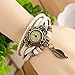 6 Pcs Lot Wholesale Vintage Wrap Around Women's Bead Leaf Bracelet Quartz Watch LOTW047