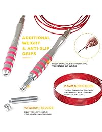 SNODE T11 High Speed Jump Rope, Self-Locking Adjustable Skipping Rope for Crossfit, 1.2 lbs Weighted and Anti-Slip Silicon Handles, 2 Speed Rope Cables, for Man Woman Teenager Workout