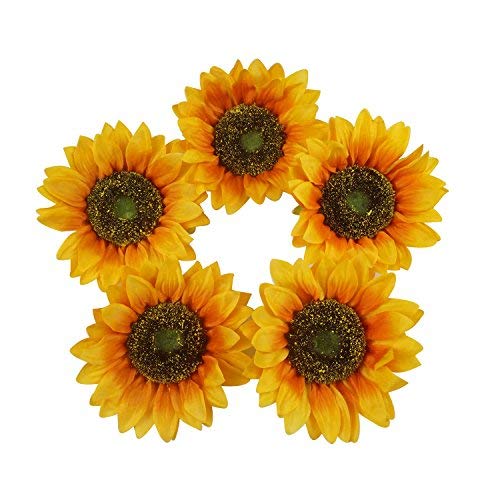 Colorfulife Artificial Silk 5.5" Big Sunflower Flower Head for Wedding Home Party Decoration Hair Clip Wreath Decorative (10)