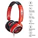 Contixo KB-300 Kid Safe 85DB Over The Ear Wireless Bluetooth LED Headphone with Volume Limiter, Built-in Microphone, Micro SD, FM Stereo Radio (Red+Black) - Best Gift