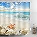 ABxinyoule Starfish Beach Shower Curtain Set Seashell Beach Theme Waterproof Polyester Fabric Bathroom Decor 72 x 72 inch