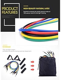 Juego de bandas de resistencia Aorkey, TB12 bandas de entrenamiento 11 piezas con bandas de ejercicio, anclaje de puerta, asas, correas de tobillo y bolsa de transporte para resistencia, entrenamiento en el hogar