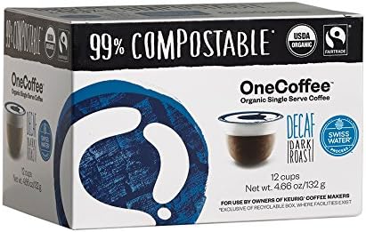 OneCoffee Organic Single Serve Coffee for Keurig Coffee Makers- 1 Box of 12 Cups (Decaf(Dark Roast))