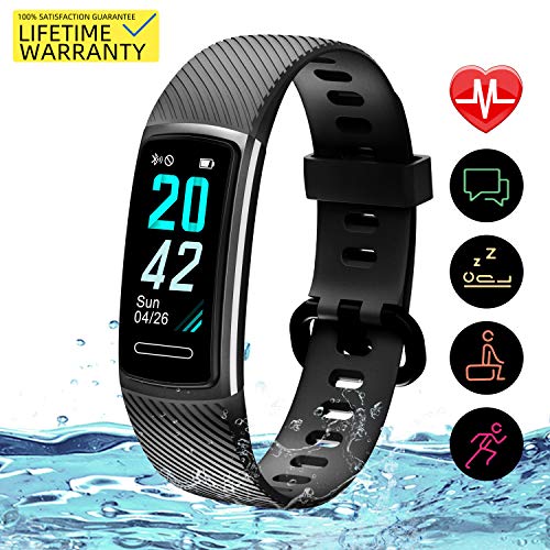 Yemo Updated 2019 Version Fitness Tracker HR, Activity Trackers Health Exercise Watch with Heart Rate and Sleep Monitor, Smart Band Calorie Counter, Step Counter, Pedometer Walking (Black) (Best Heart Rate Fitness Tracker 2019)