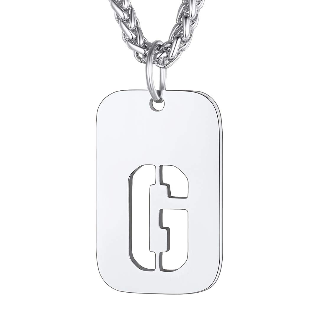 Richsteel Dog Tags G Initial Pendant Mens Necklace Army Tag Necklaces For Men Pendant