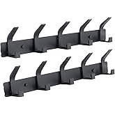 Coat Rack Wall Mounted,5 Coat Hooks for Hanging Coats,Heavy Duty Metal Double Hook Rack Hook Rail,Coat Rack with Hooks,Wall Mount Coat Hanger for Hat Towel Purse Robes ,Black,2Pack (Black2, 5 Hooks)