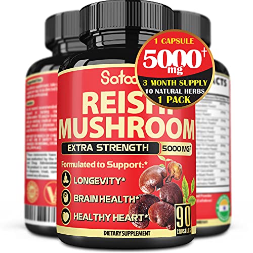 Reishi Mushroom Capsule Equivalent 5000mg Powder Plus Extra Lion's Mane