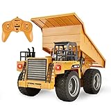 Yuboa Remote Control Truck RC Dump Trucks Toy,Remote Control Dump Truck Diecast 1:18 6CH Alloy Construction Vehicle RC Truck Xmas Gift for Kid Boys Yellow