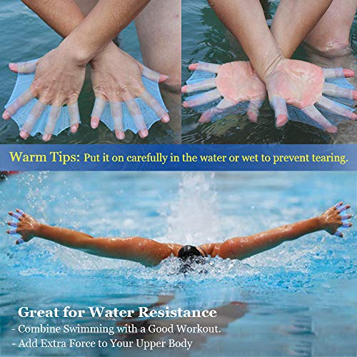 Webbed Swimming Gloves - Silicone Soft Eco-Friendly Hand Paddles for Swimming Surfing Diving Water Exercise-Increased Water Resistance for Mens/Womens/Kids(2 Pack) (Large for Men) - Thumbnail 4
