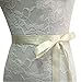E-Clover Bridal Crystal Rhinestone Wedding Dress Sash Belt With Ribbon (Ivory)