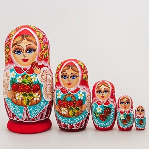 Girl with Basket Hand-painted Russian Wooden Nesting Doll