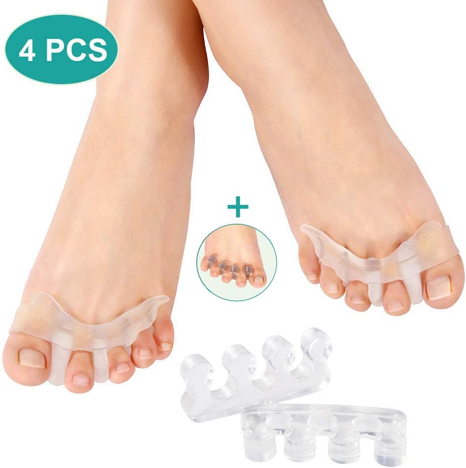 Toe Separator Stretchers Kits for Women and Men, 2 Pairs Gel Toe Spacer for Hallux Valgus, Hammer and Claw Toes, Overlapping toes, Bunion Pain Relief, Wear in Shoes for Running, Walking and Yoga