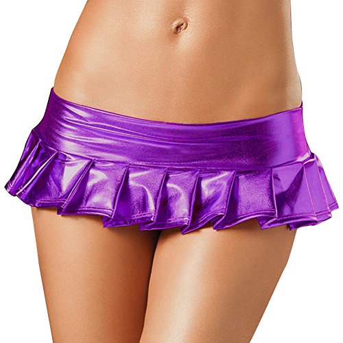 Patent Leather Metallic Micro PVC Party Costume Dress Wet Look Pleated Skirts