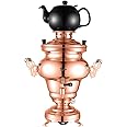 TtAk HOUSEWARE Electric Stainless Steel Copper Design Samovar - Premium Modern Design Tea Kettle Overheat Protection Porcelain Teapot (1.2 Liters) Large Stainless Steel (5 +1 Liters) (Copper)
