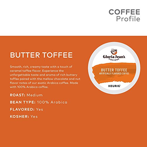 Gloria Jean's Coffees Butter Toffee, SingleServe Keurig KCup Pods