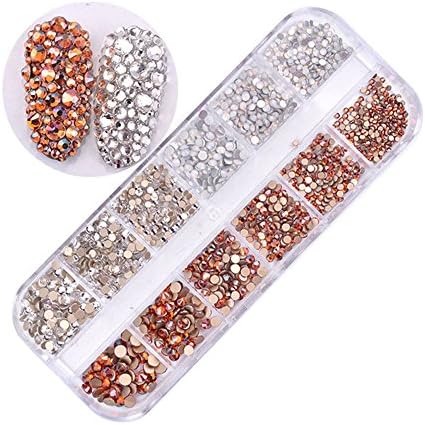 BrilliantDay 12 Grid Professional High Quality Manicure 3D Nail Art Rhinestones kit with Storage Organizer Box - Professional Art Decorations Mix Design Nail Decor Accessories#8