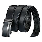 Men's Leather Ratchet Dress Belt with Automatic Buckle - Long 52