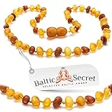 Amber Teething Necklace Unpolished, Raw Amber Beads - Extra Safe Lab Tested & Certified, 50% Richer and More Effective, Teething Pain & Drooling Reduce Properties/2LH.U-BRQ/29.5CM 11.6IN