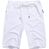Boisouey Mens Shorts Casual Drawstring Zipper Pockets Elastic Waist