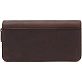 Geslun Genuine Leather Fountain Pen Case - Zippered Ballpoint Pen Pouch Bag with 4 Loops Holder, Inside Open Slot, Handmade Soft Cowhide, Vintage Stationery Gift for Men and Women, Dark Brown