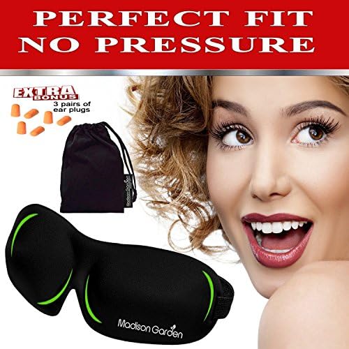 Madison Garden® Sleep Mask - The Natural sleep master sleeping mask &amp; silk blindfold, super-smooth eye mask and ear plugs comfortable &amp; Contoured - the perfect eye mask for men women kids girls travel