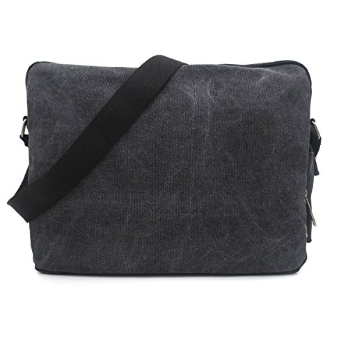 Laptop Bag for Men, MiCoolker 15-Inch Large Vintage Canvas Laptop Briefcase Messenger Shoulder Bag Satchel Bag Bookbag Travel Bag 13" 14" 15" Large and Black
