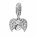 925 Sterling Silver AAA CZ Blue Enamel Angel Wings Open Heart Dangle Charm Bead for European Snake Bracelets