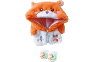 niannyyhouse 20cm Plush Doll Clothes Orange Fox Jacket Hoodie Shoes 8in Doll Accessories Dress Up (Orange)