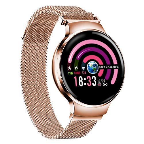 Sunward 1.04 inch TFT Screen Heart Rate Blood Pressure Monitor Pedometer Sports Watches, Fitness Tracker for Kids Women and Men (Rose Gold)