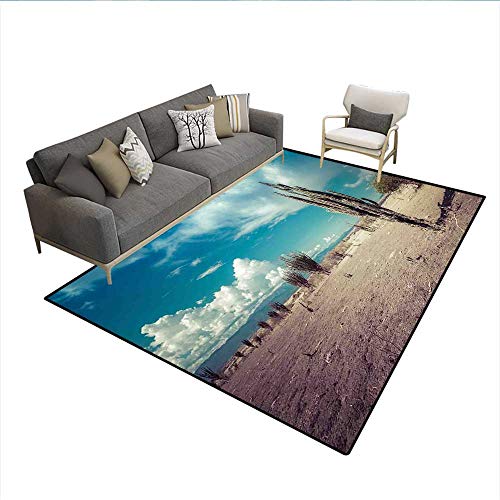 Floor Mat,Abandoned Desert with Dried Cactus Flowers on a Sunny Hot Summer Day Photo Image,3169D Printing Area Rug,Multicolor 6'6"x10' - Thumbnail 4