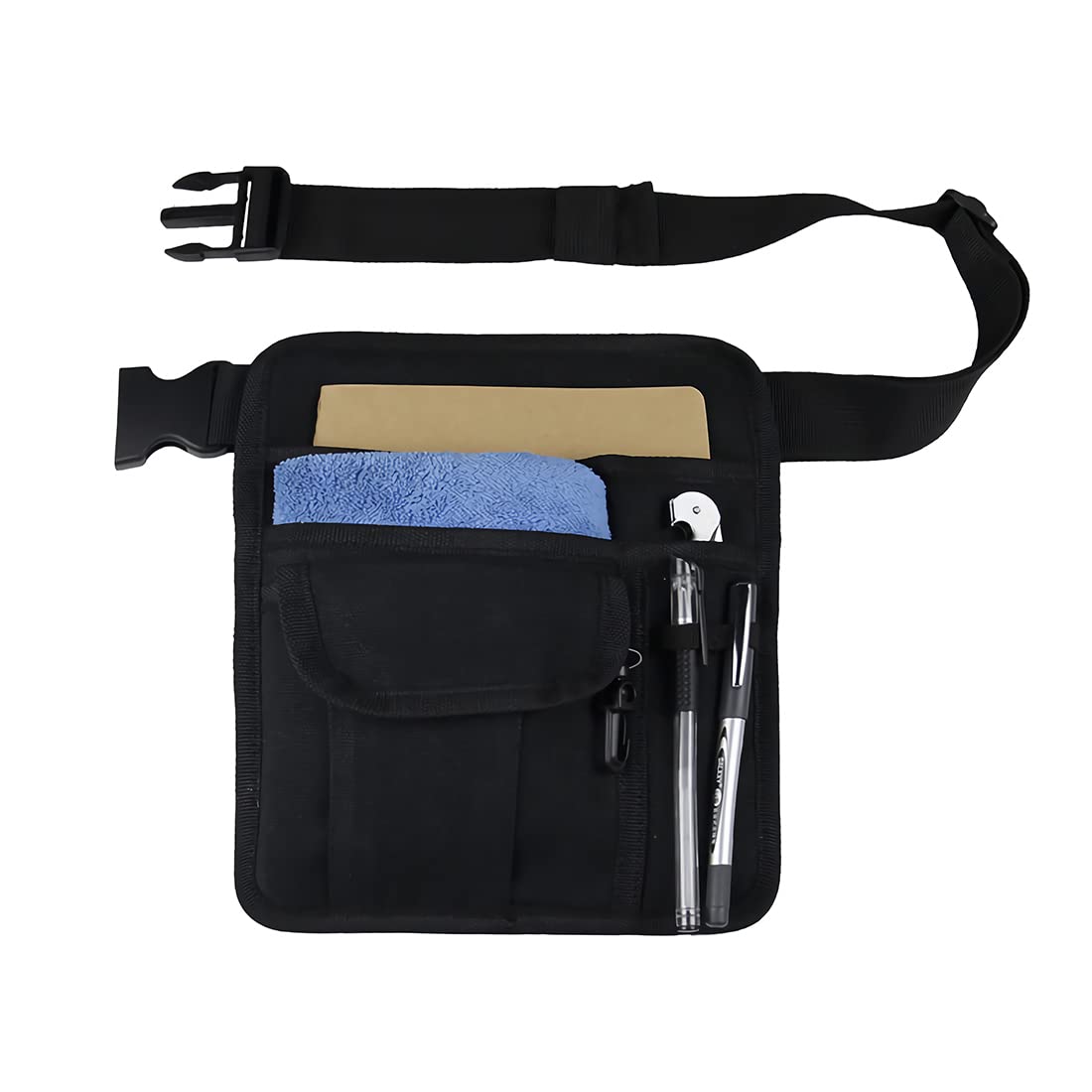 XGOPTS Waist Apron, Waiter Wallet, Gardening Tool Waist Bag, Restaurant Waiter Waist Money Pouch Bag with 5 Pockets and Adjustable Belt, Server Aprons Bistro BBQ Painting Cleaning Repairing, 8" x 10"