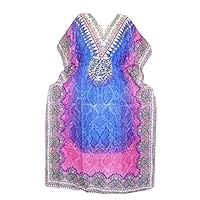 Women's Long Caftan Dashiki Style Blue/Pink Dress Plus Size