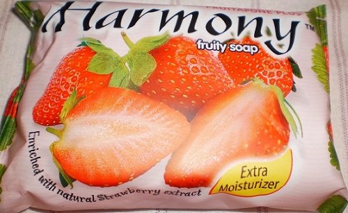 HARMONY Extra Moisturizer Fruity Soap Bar Fruitapone Plus Enriched with Natural Strawberry Extract Imported from Indonesia - Strawberry (2.64 Oz.)