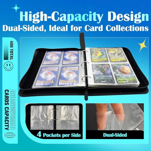 Álbum Livro de Coleção Cartas Jogo Pacote Organizador Cartas Game King Pacote Coleção Cartas (Preto)