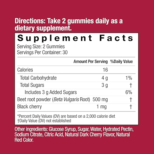 COUNTRY FARMS BOUNTIFUL BEETS GUMMIES, CIRCULATION SUPERFOOD, PROMOTES ENERGY AND ENDURANCE, NITRIC OXIDE BOOSTER, 30 SERVINGS, WHITE, 60 COUNT