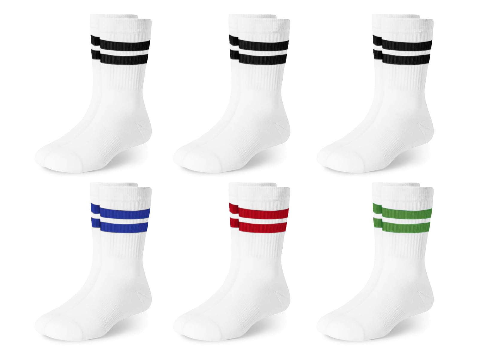 Photo 1 of Haloumoning Boys Striped Crew Socks 6 Pairs Kids Cushioned Uniform Casual Athletic Soft Cotton Socks 4-15 Years