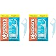 Plackers Twin-Line Dental Flossers, Cool Mint Flavor, Dual Action Flossing System, Easy Storage, Super Tuffloss, 2X The Clean, 75 Count (Pack of 2)