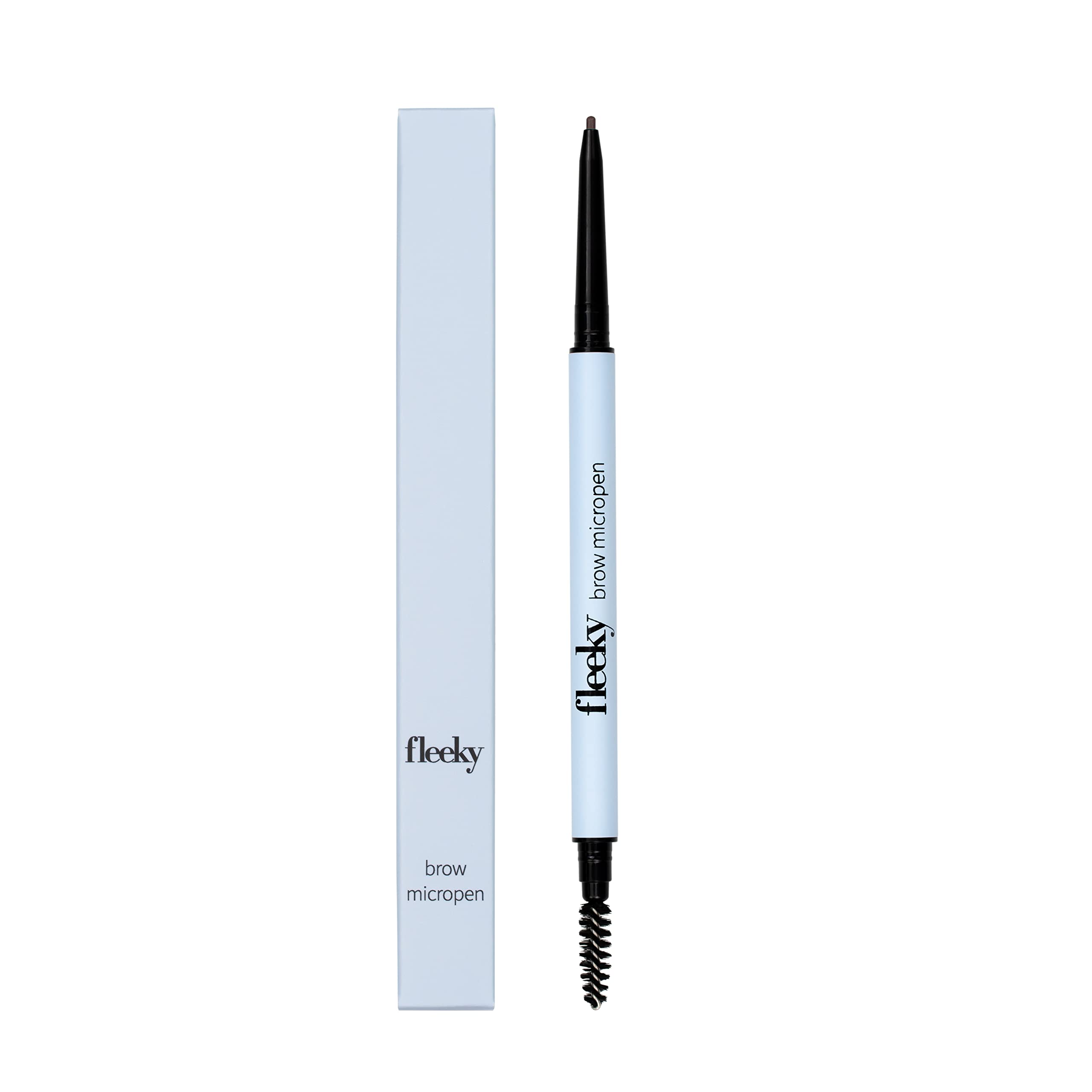 Fleeky Micro Pen Eyebrow Pencil - Fine Lead for Precise Refinition and Shaping, Smudge-proof and Waterproof Hold, Double-Sided Eyebrow Micropen with Brush, Vegan and Cruelty Free (Dark Brown)