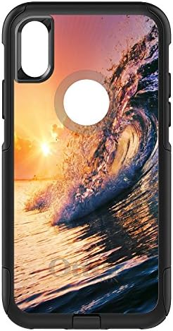 DistinctInk Case For Iphone X/Xs (Not Max) Otterbox Commuter Custom Case Ocean Wave Sunset On Black Case