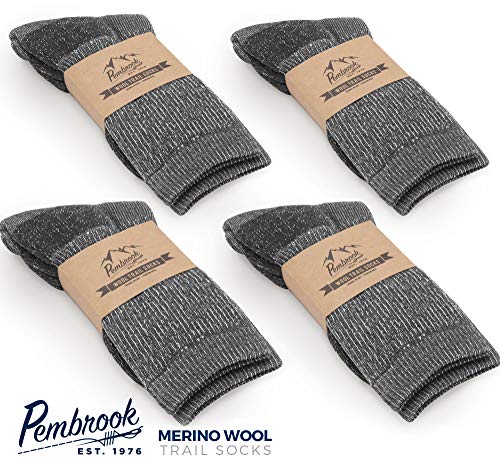 image for Pembrook Wool Trail Socks - S/M (4-Pack Gray) - Soft, Warm, Thermal Me