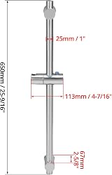 QWORK 26 Inch Adjustable Shower Riser Rail 304 Stainless Steel Head Holder view 6