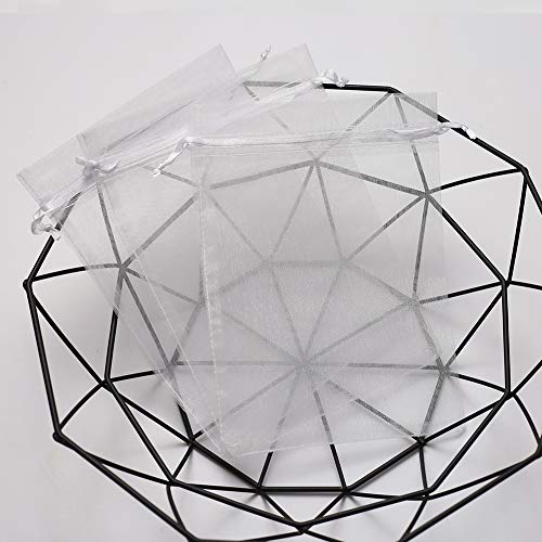 Dahi 50 x Organza Bags 15 x 20 cm White Organza Gift Bags for Weddings, Festivals, Parties, Gifts, Christmas